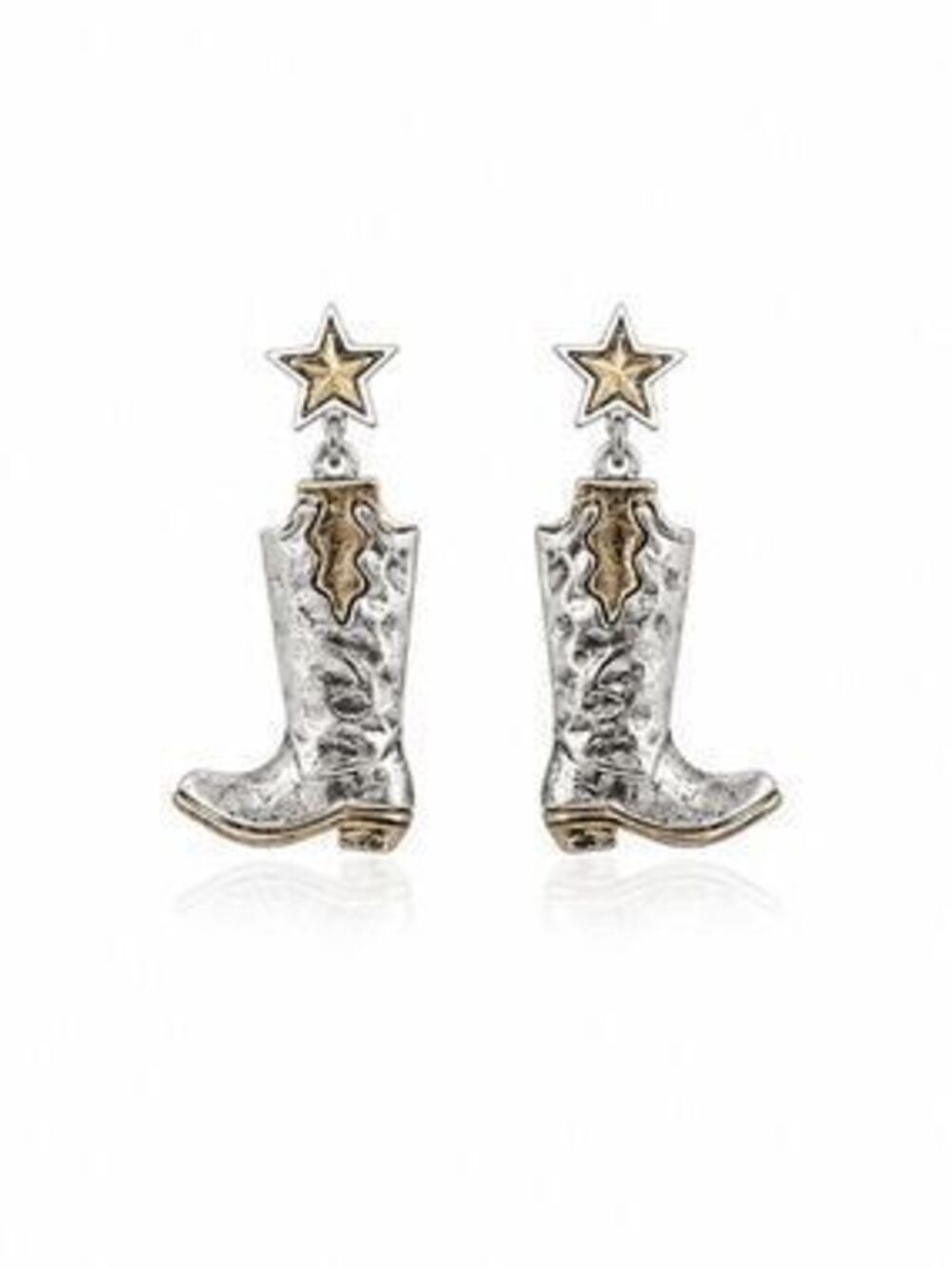 Western Classic Silver Cowboy Boot Earrings
